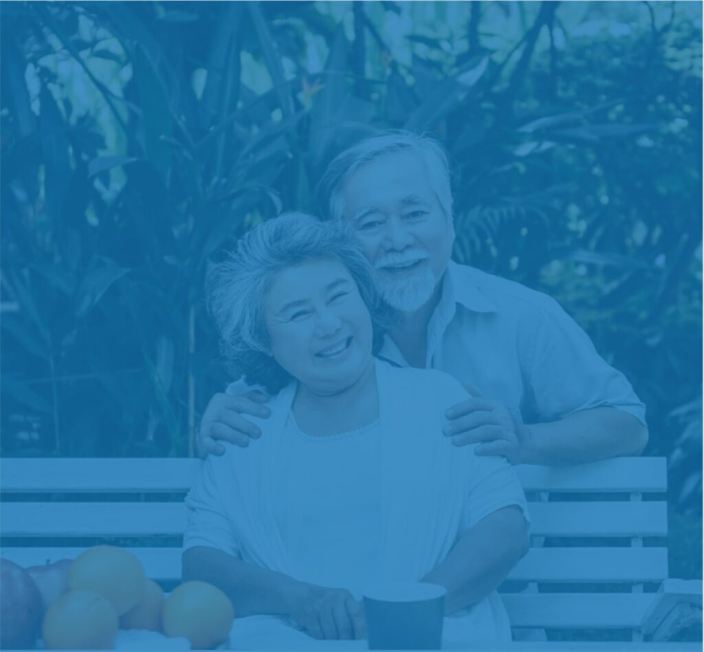 asian elderly couple smiling and living confidently with effective incontinence care and adult diaper protection