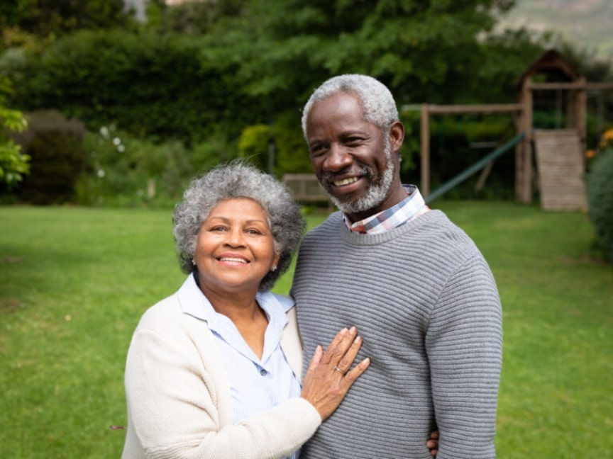 active elderly couple living independently with the support of adult diapers and incontinence management